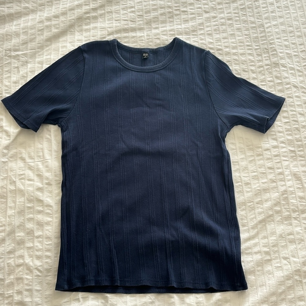 Navy ribbed T-Shirt